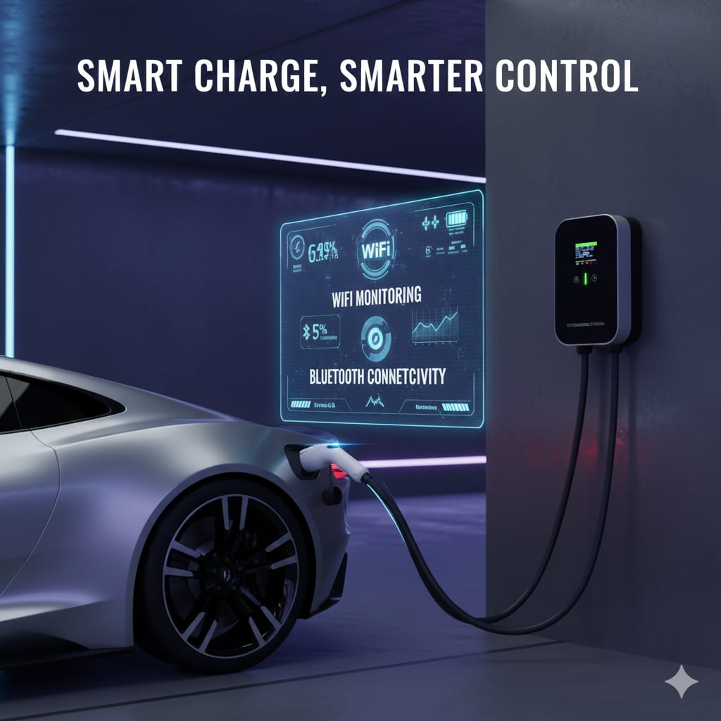 7KW Type 2 Wifi +BT Single Phase Wall Mount EV Charger